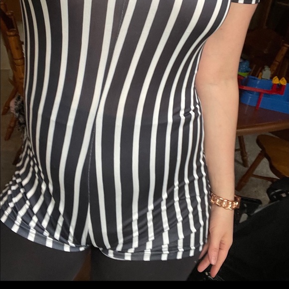 Striped Women's Bodycon Tight Shorts Jumpsuit -XL - Picture 11 of 11